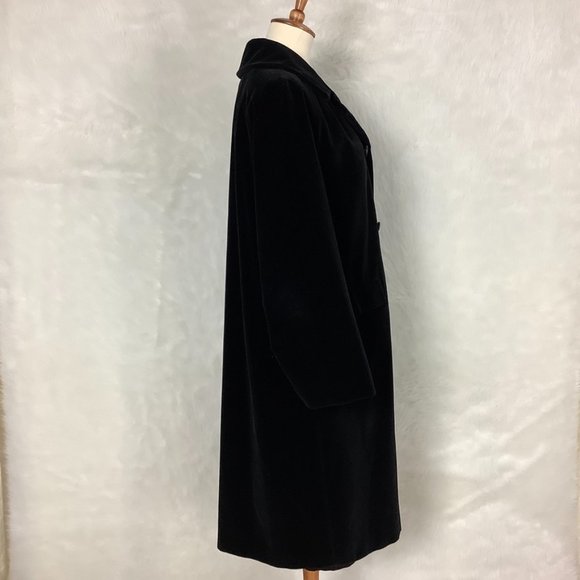 Vintage 1960s, 70s Surrey Classics Of Canada Black Velvet Double Breasted Coat L - Picture 5 of 9